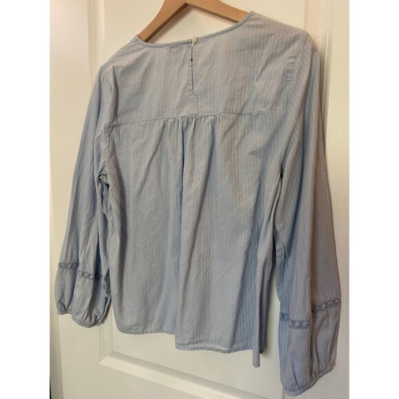 J Crew Women's Light Blue Blouse Lightweight Embroidered Women's Size Large - Picture 5 of 8